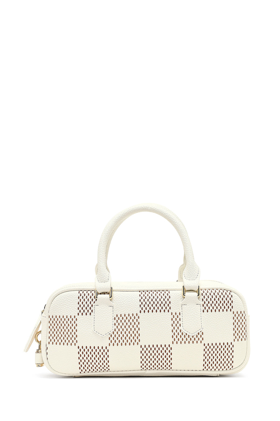 Women's White Long Strap Patterned Shoulder Bag