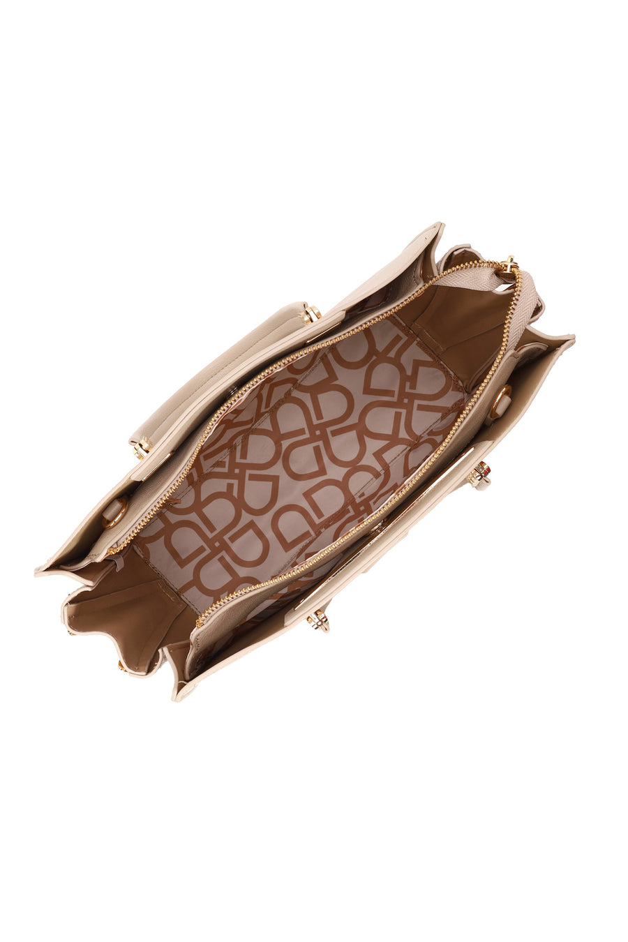 Woman Beige Long-Strap Shoulder Bag