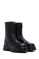 Women's Black Thick Soled Zippered Leather Classic Boots | Derimod