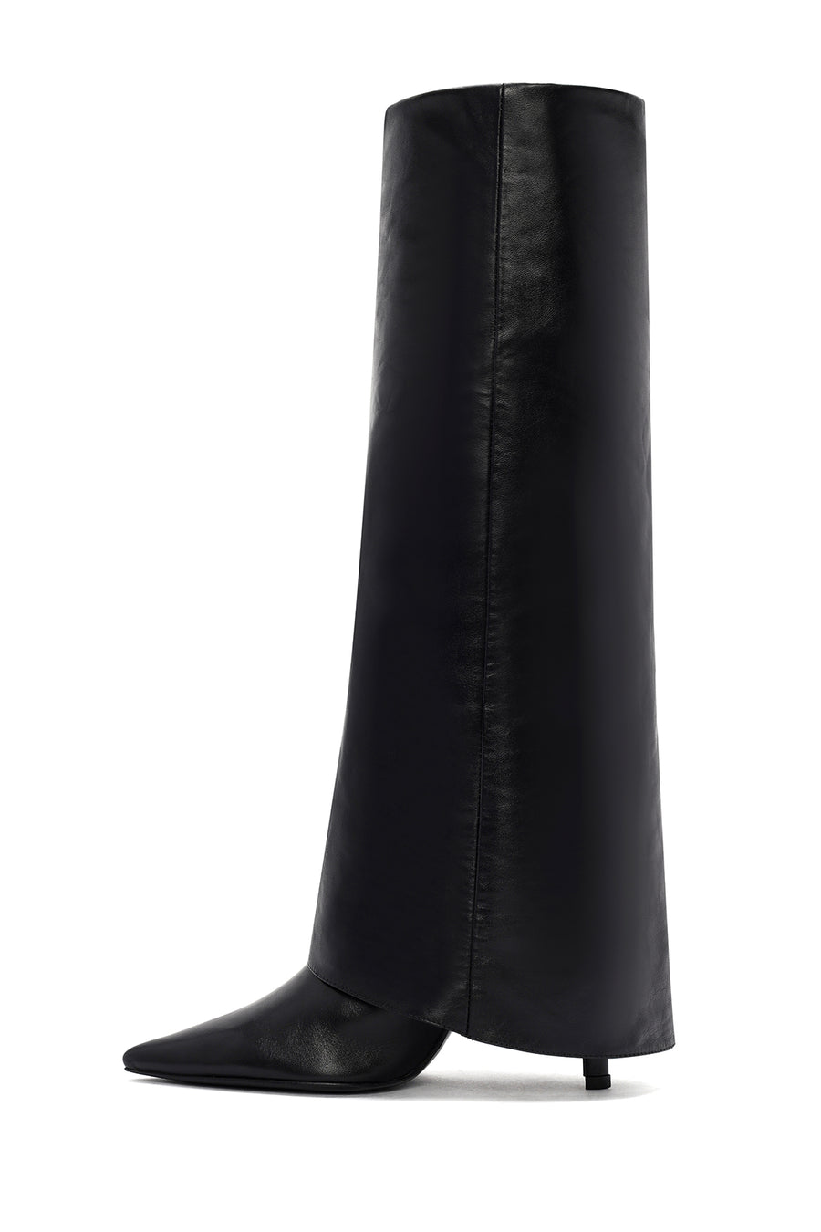 Woman Black Thin High Heels Leather Boot
