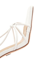 Women's White Tie-Heeled Sandals | Derimod