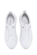 Men's White Leather Printed Sneaker | Derimod