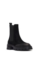 Woman Black Thick-Soled Suede Chelsea Boots | Derimod