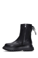 Women's Black Zippered Thick-Sole Leather Boots | Derimod