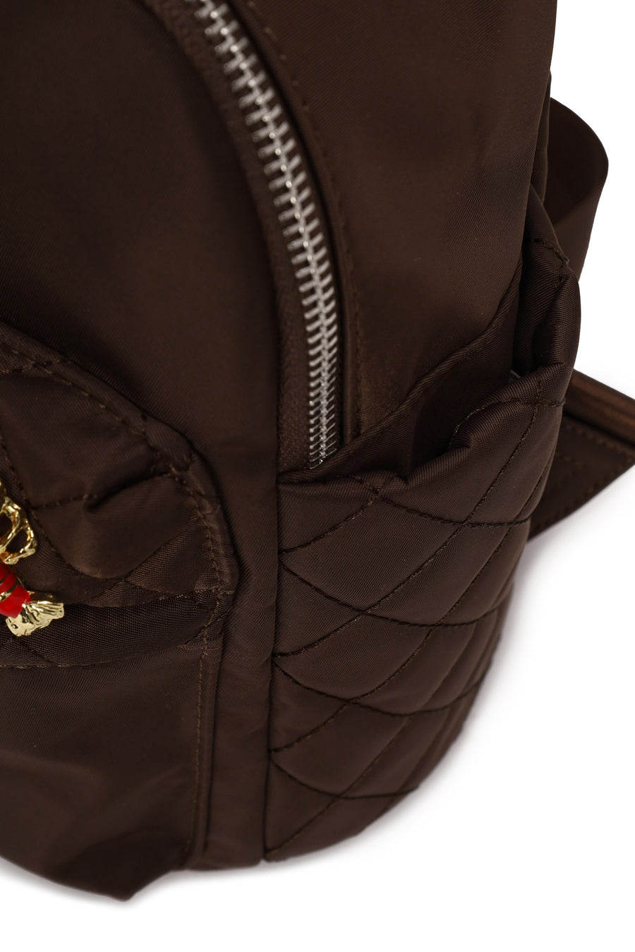 Woman Brown Fabric Backpack