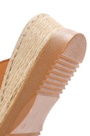 Women's Tan Thick Soled Leather Comfort Slippers | Derimod