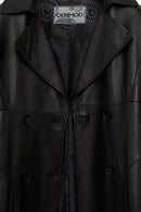Natalia Women's Black Leather Trench Coat | Derimod