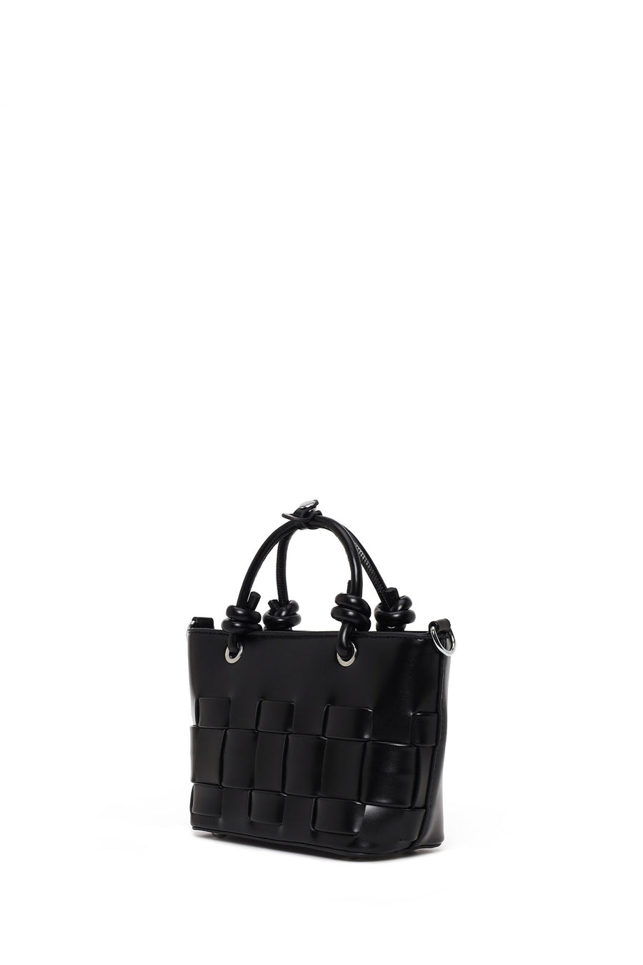Woman Black Long-Strap Knitted Mini Shoulder Bag