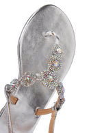 Kadın Gümüş Bilekten Bantlı Taşlı Sandalet | Derimod