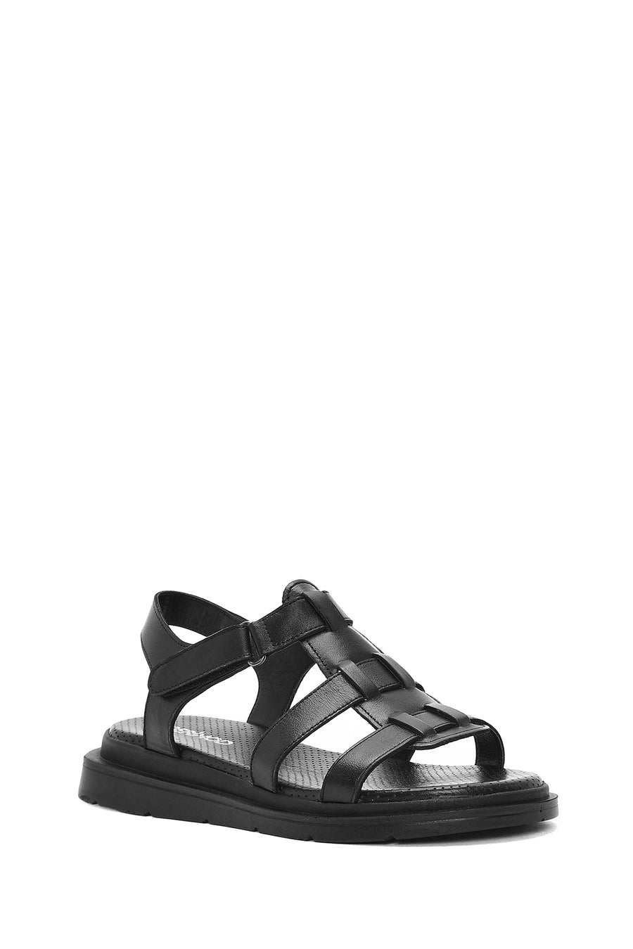 Women's Black Strappy Leather Sandals
