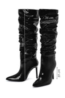 Women's Black Thin Heeled Patent Leather Boots | Derimod