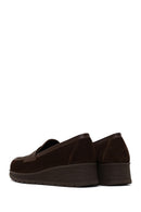 Woman Brown Buckled Wedge Suede Comfort Loafer | Derimod