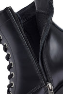 Harley Davidson Women's Black Carrie Lace-Up Zipper Detail Leather Combat Boots | Derimod