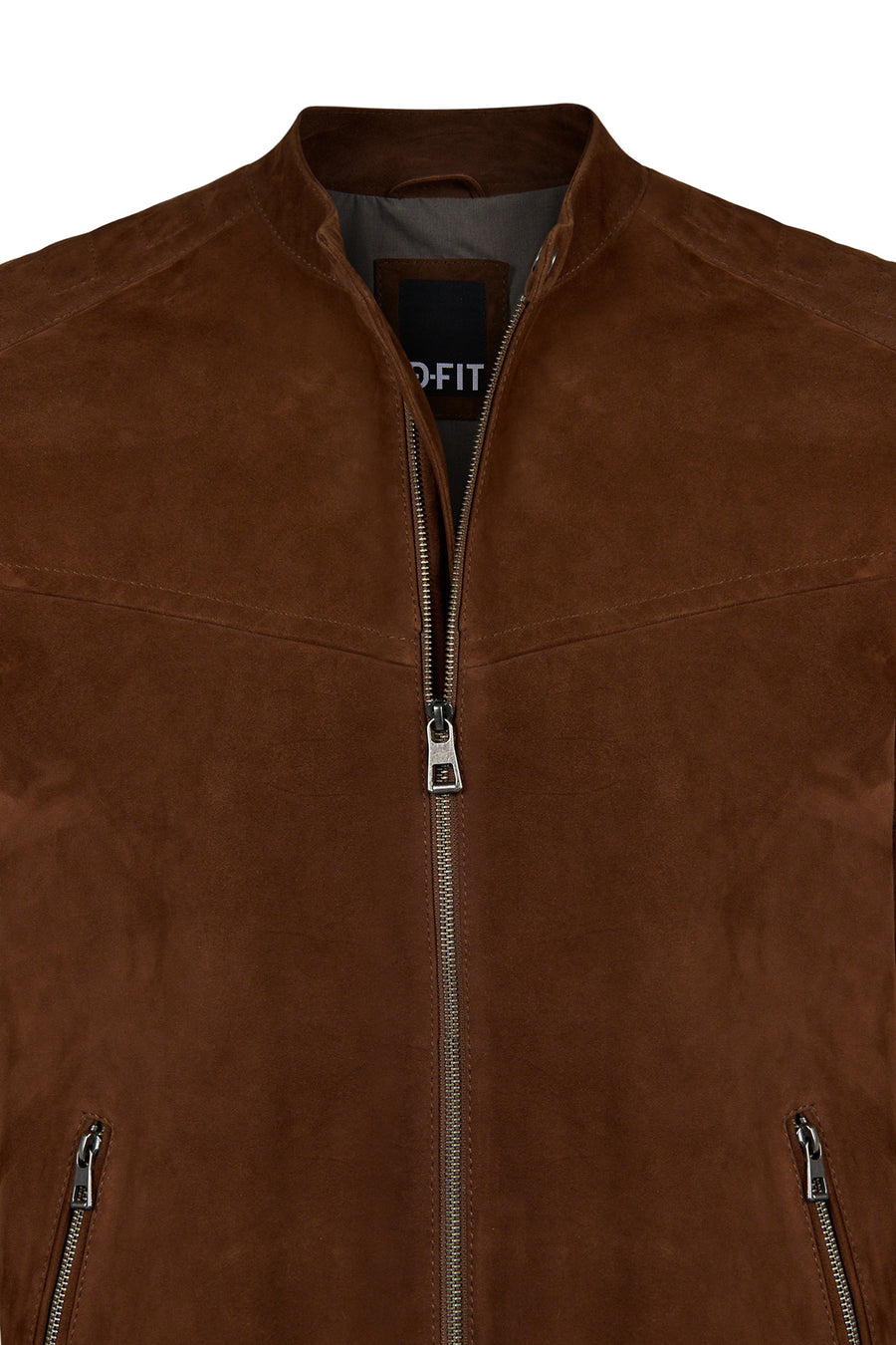 Howard Male Brown Slim-Fit Suede Leather Jacket