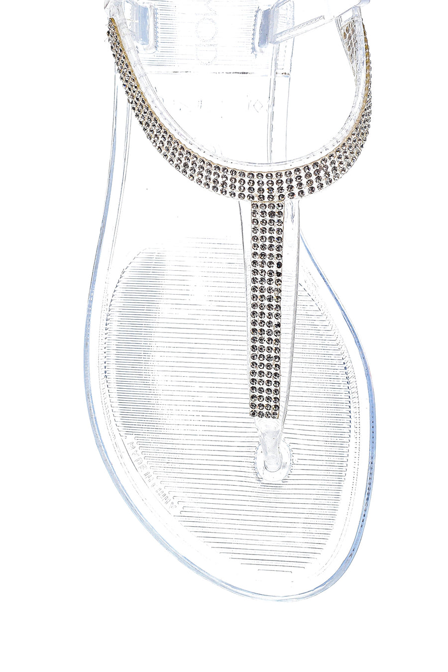 Women's White Transparent Stone Flip Flops Sandals