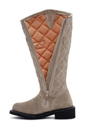 Harley Davidson Women's Beige Laconia Hi Zipper Leather Boots | Derimod