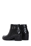 Women's Black Leather Buckle Heeled Boots | Derimod