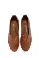 Women's Tan Thick Soled Leather Comfort Loafer | Derimod