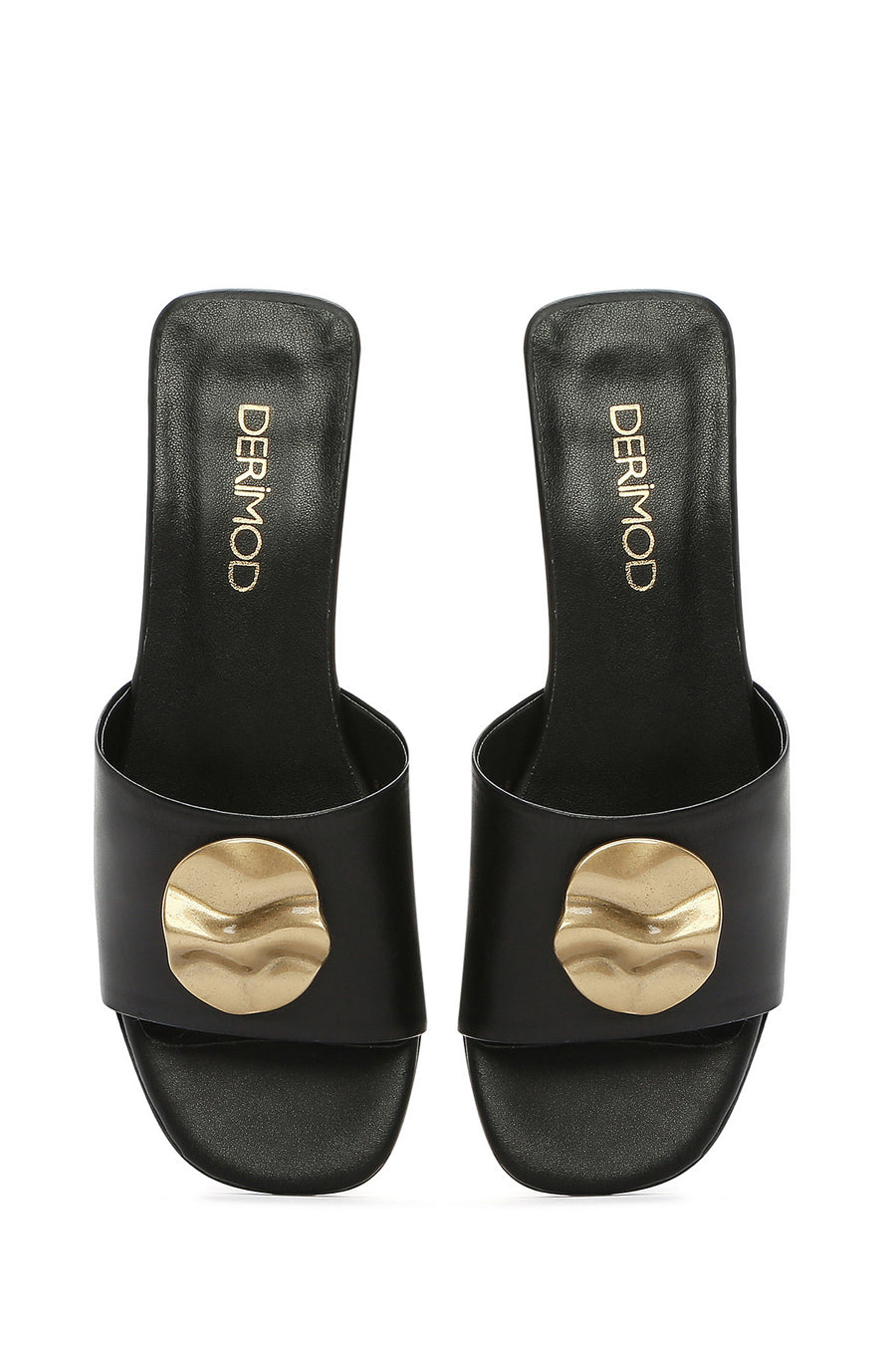 Women's Black Accessory Leather Slippers