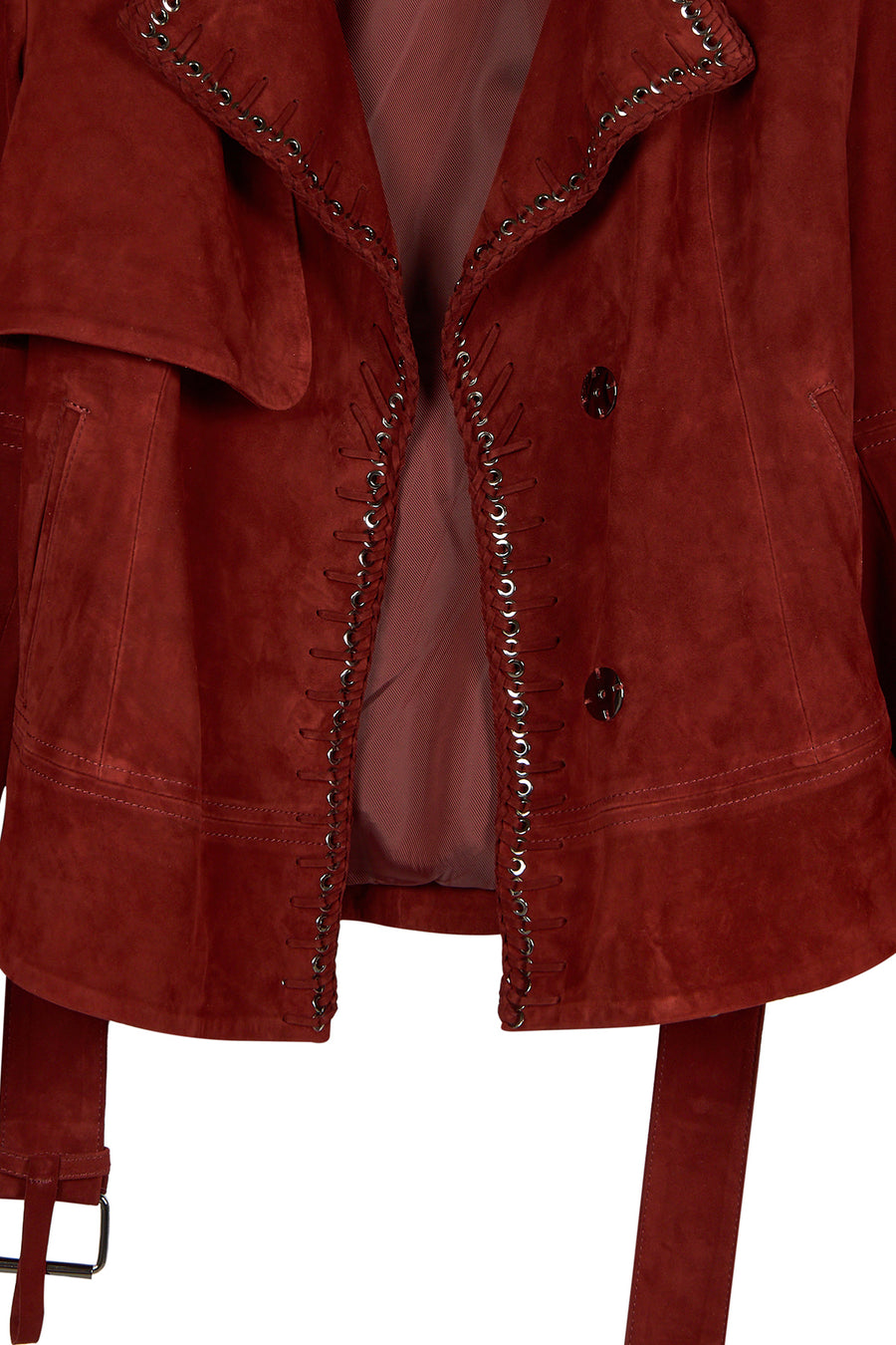 Patricia Woman Burgundy Biker Suede Jacket