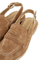 Women's Beige Backless Suede Leather Loafer | Derimod