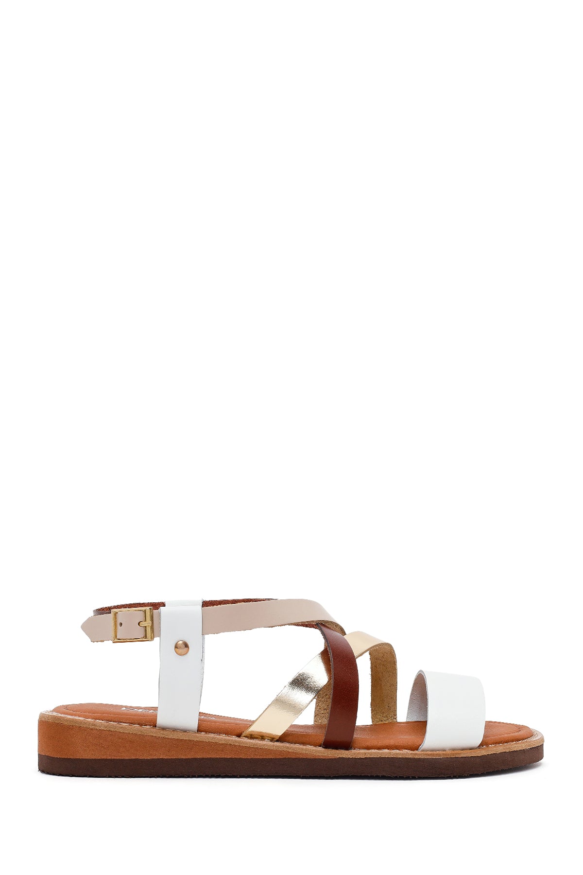 Woman Multicolored Ankle-Buckle Leather Bodrum Sandal 26SFD333314 | Derimod