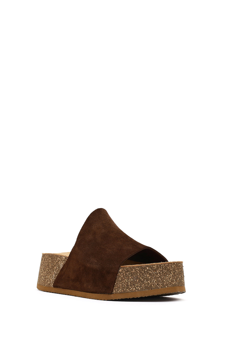Women's Brown Thick-Soled Suede Leather Slippers