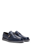 Men's Navy Blue Leather Casual Loafer | Derimod