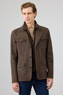 Sacramento Men's Brown Nubuck Leather Jacket | Derimod