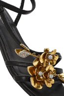 Women's Black Ankle Buckle Stoned Sandals | Derimod