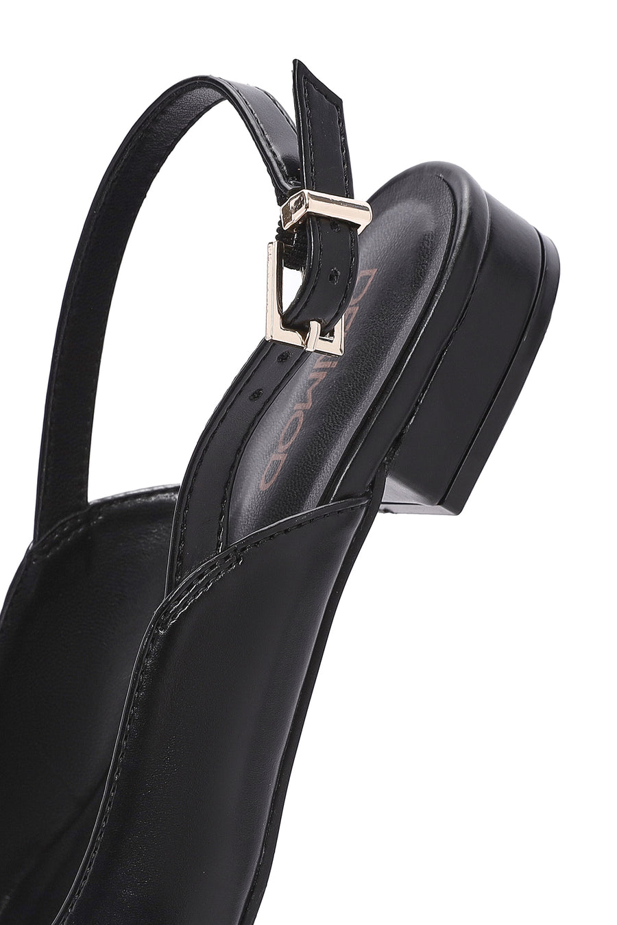 Women's Black Backless Buckle Ballet Flats