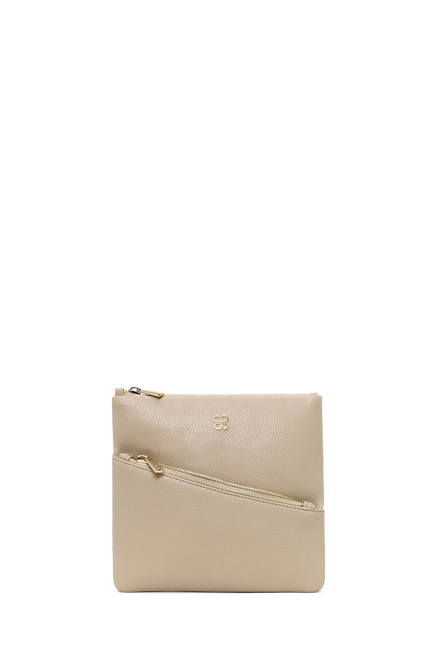 Woman Beige Long-Strap Crossbody Bag