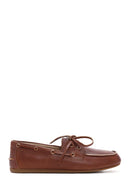 Women's Tan Leather Masculine Loafer | Derimod