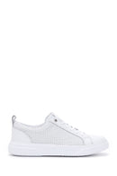 Men's White Leather Printed Sneaker | Derimod