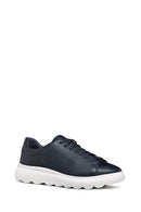 Geox Men's Navy Blue Spherica Lace-Up Leather Sneaker | Derimod