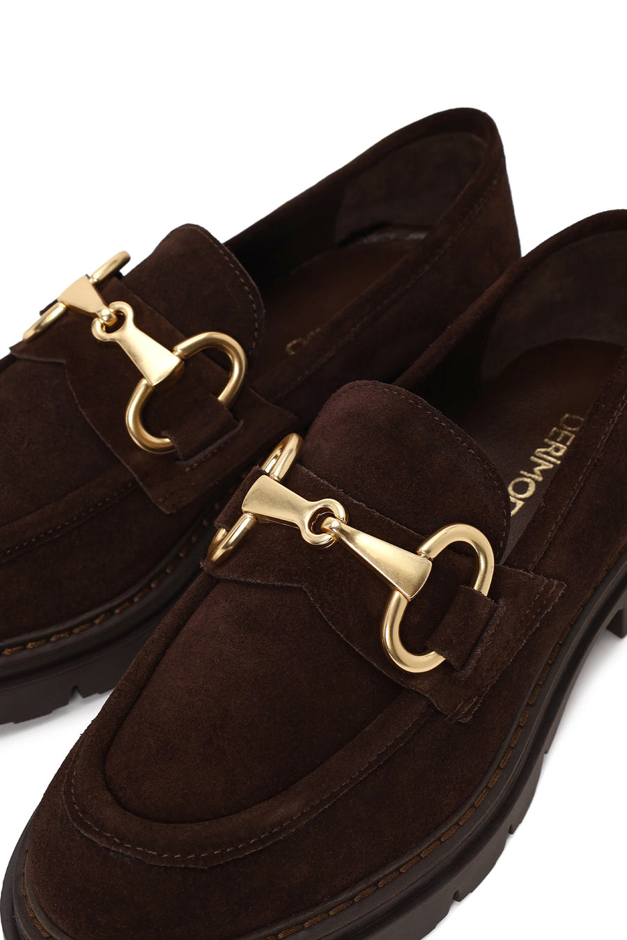 Woman Brown Buckled Suede Masculine Loafer