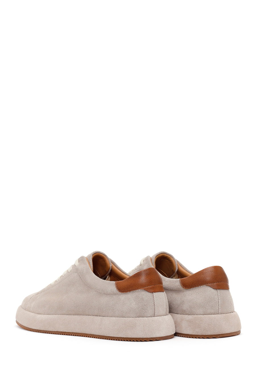 Erkek Gri Bağcıklı Süet Deri Sneaker