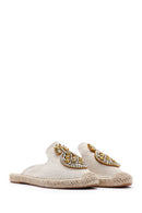 Women's Beige Stone Espadrille Slippers | Derimod