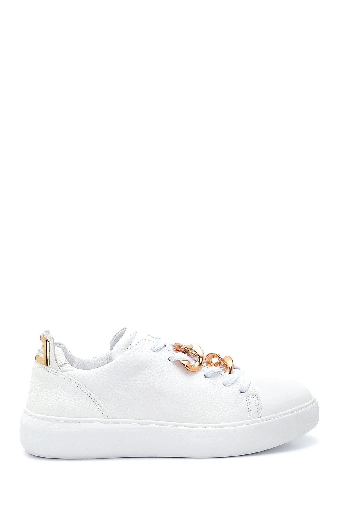 Women's White Leather Chain Sneaker 22SFD1332FT | Derimod
