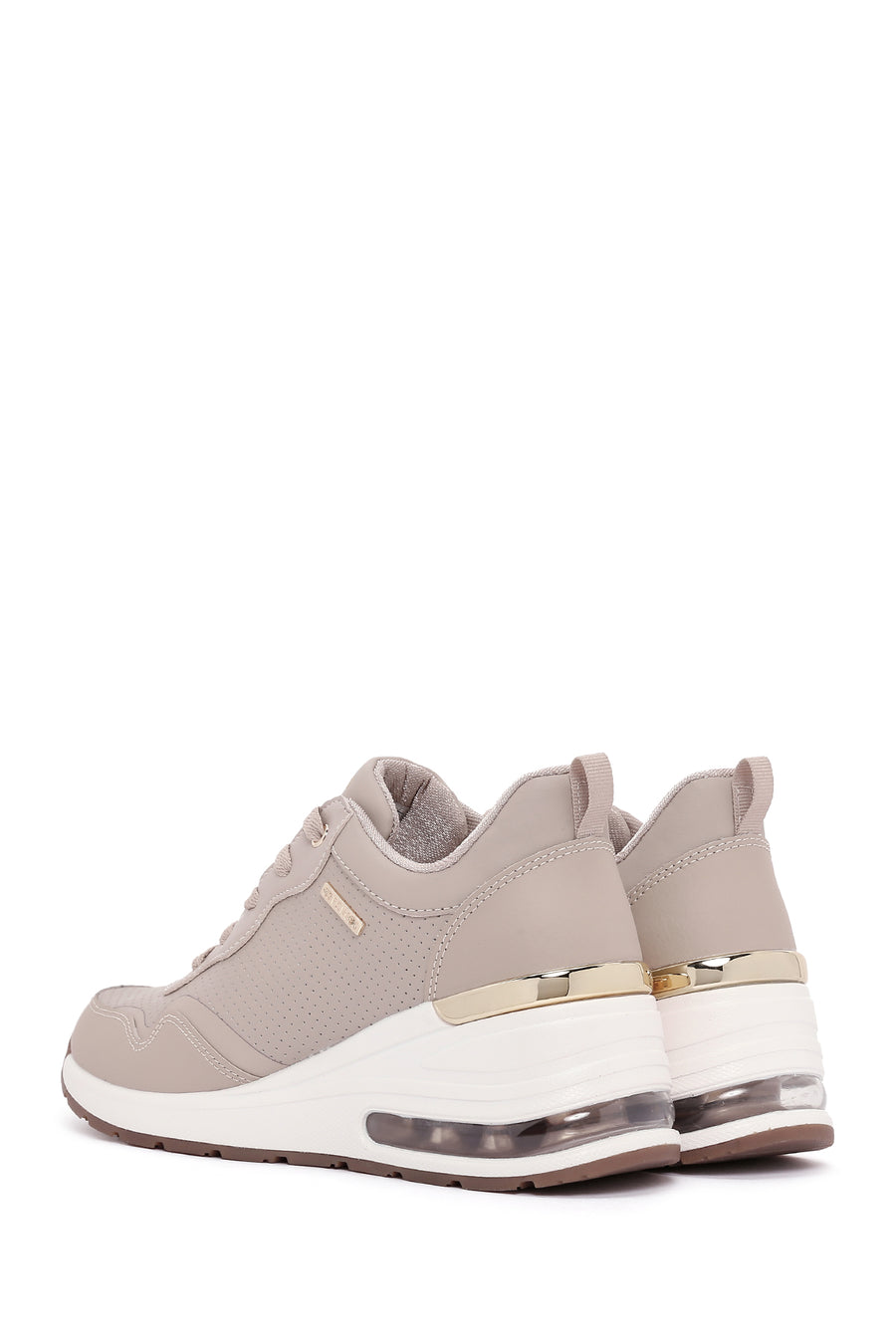 Skechers Kadın Bej Million Air-Hotter Air Kalın Tabanlı Dolgu Topuklu Sneaker