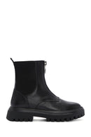 Women's Black Thick Soled Zippered Leather Boots | Derimod