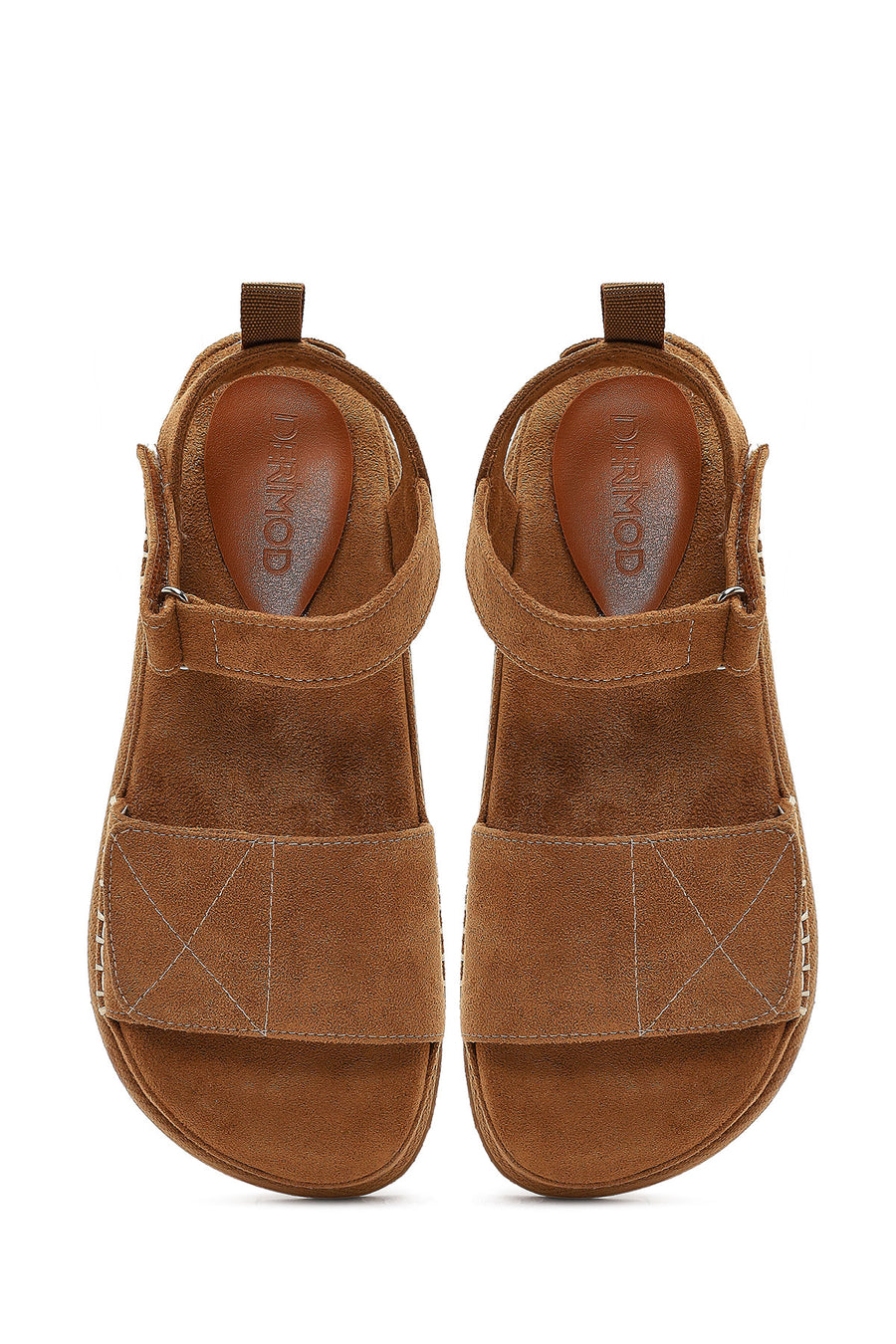 Women's Tan Thick-Soled Suede Sandals