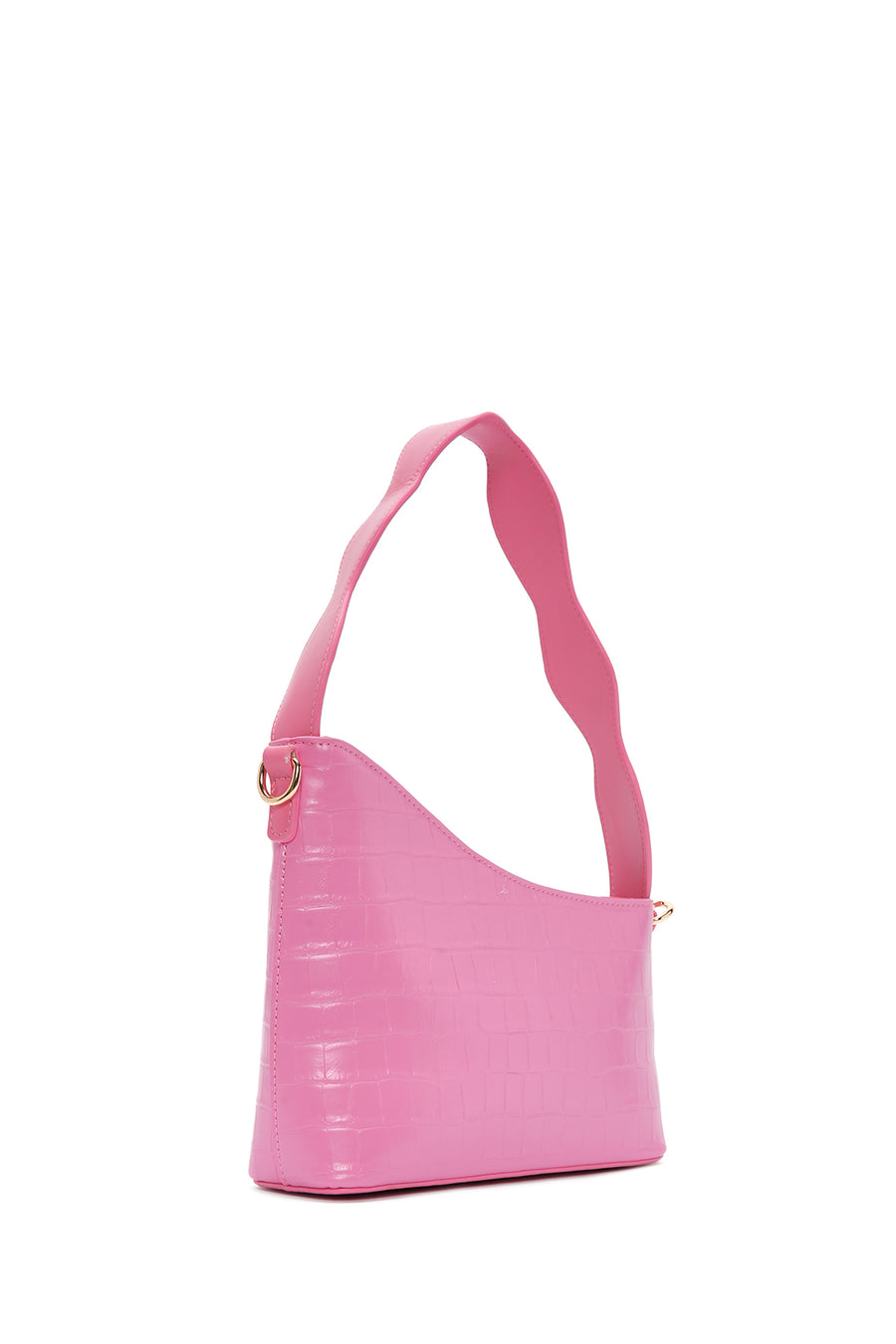 Women's Pink Long Strap Crocodile Patterned Shoulder Bag