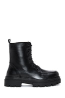 Women's Black Thick Soled Leather Boots | Derimod