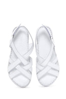 Women's White Leather Comfort Sandals | Derimod