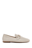 Women's Cream Leather Masculine Loafer | Derimod