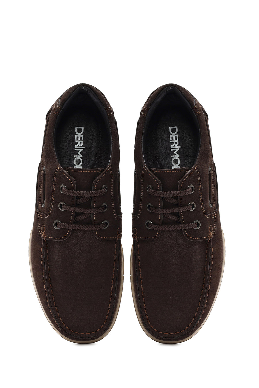 Men's Brown Lace-Up Nubuck Leather Casual Shoes
