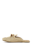 Women's Beige Tasseled Straw Slippers | Derimod