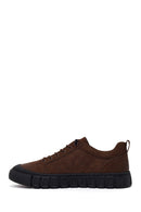 Male Brown Lace-up Thick-soled Nubuck Leather Sneaker | Derimod