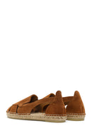 Women's Tan Suede Leather Espadrille | Derimod